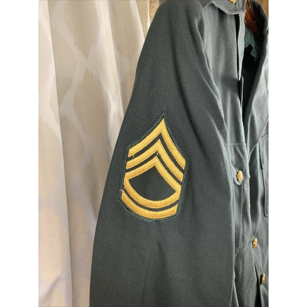 US Army Coat Men Regular-44 Green Military Uniform Jacket Patch Vietnam Era 38th - Picture 5 of 10